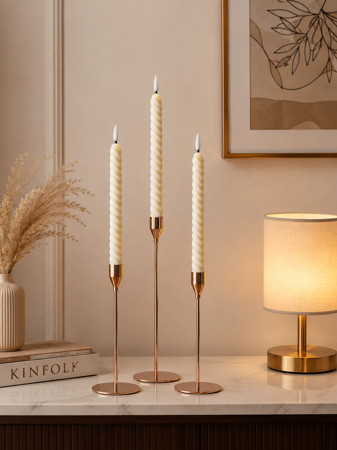 Set of 3 French Metal CandleStands Large