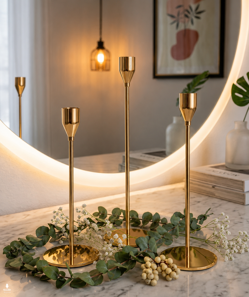 Set of 3 French Metal CandleStand