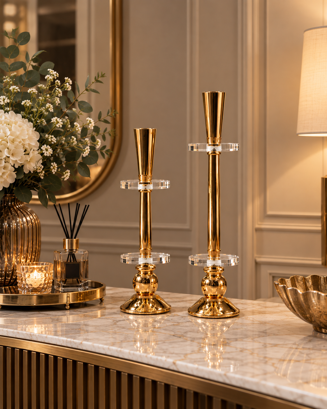 Opulent Crystal Candle Stands