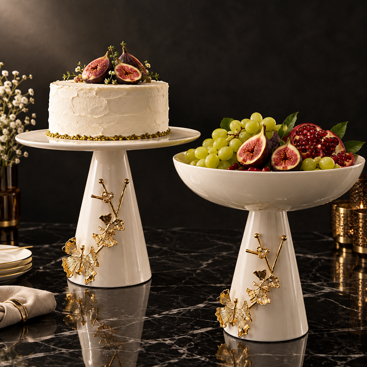 Ginkgo Stainless Steel Pedestal Set