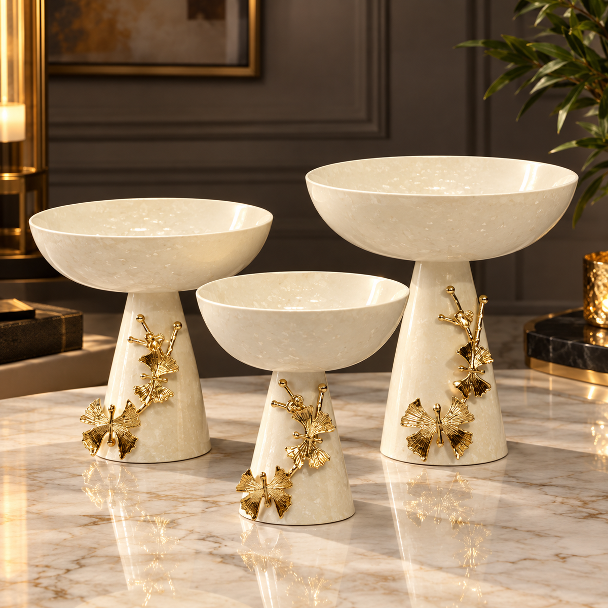 Ginkgo Stainless Steel Pedestal Set
