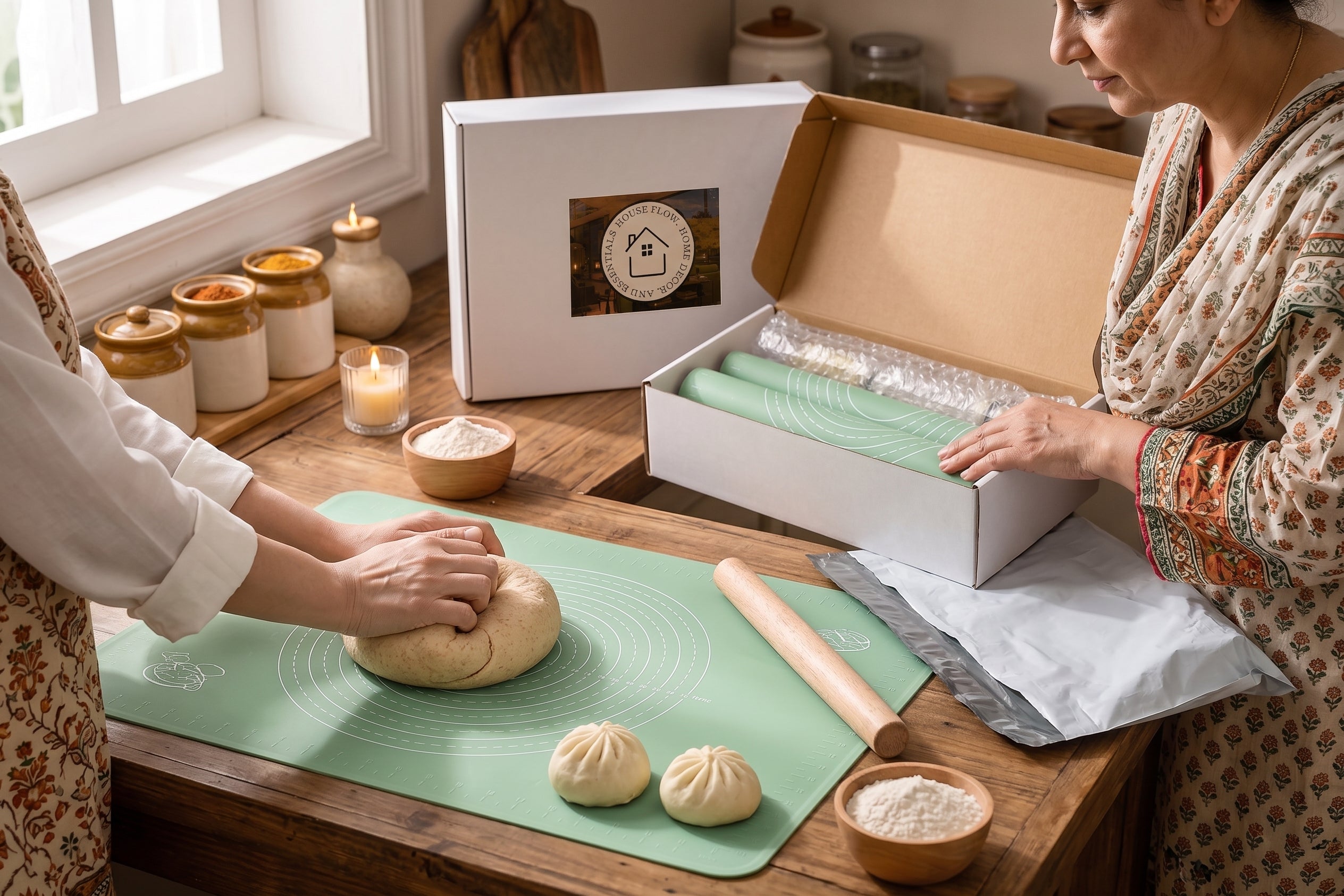 Non-stick dough-rolling mat