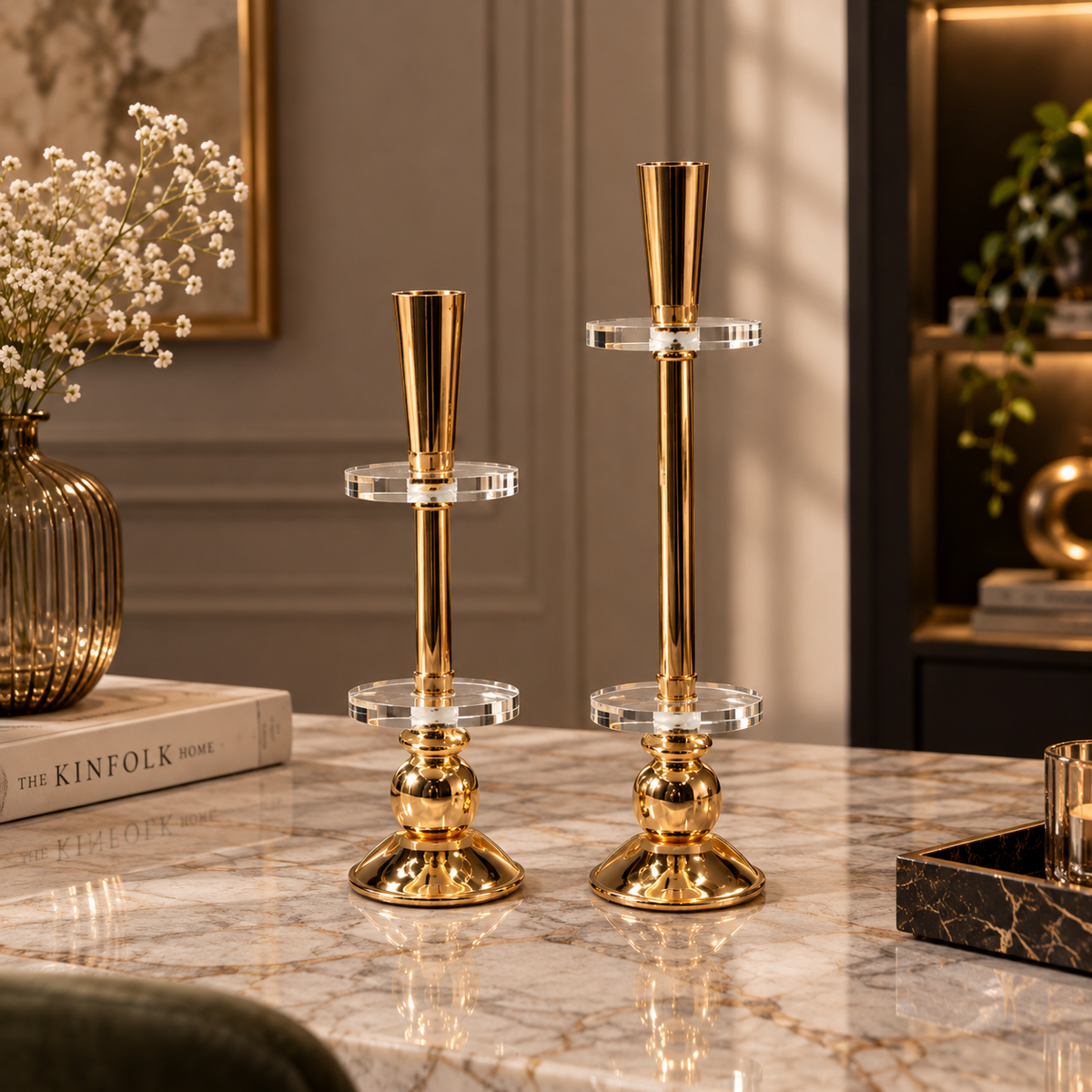 Opulent Crystal Candle Stands