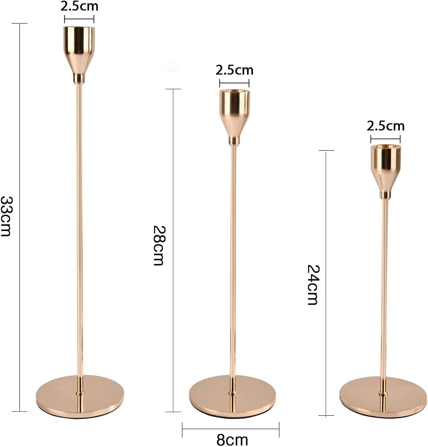 Set of 3 French Metal CandleStand