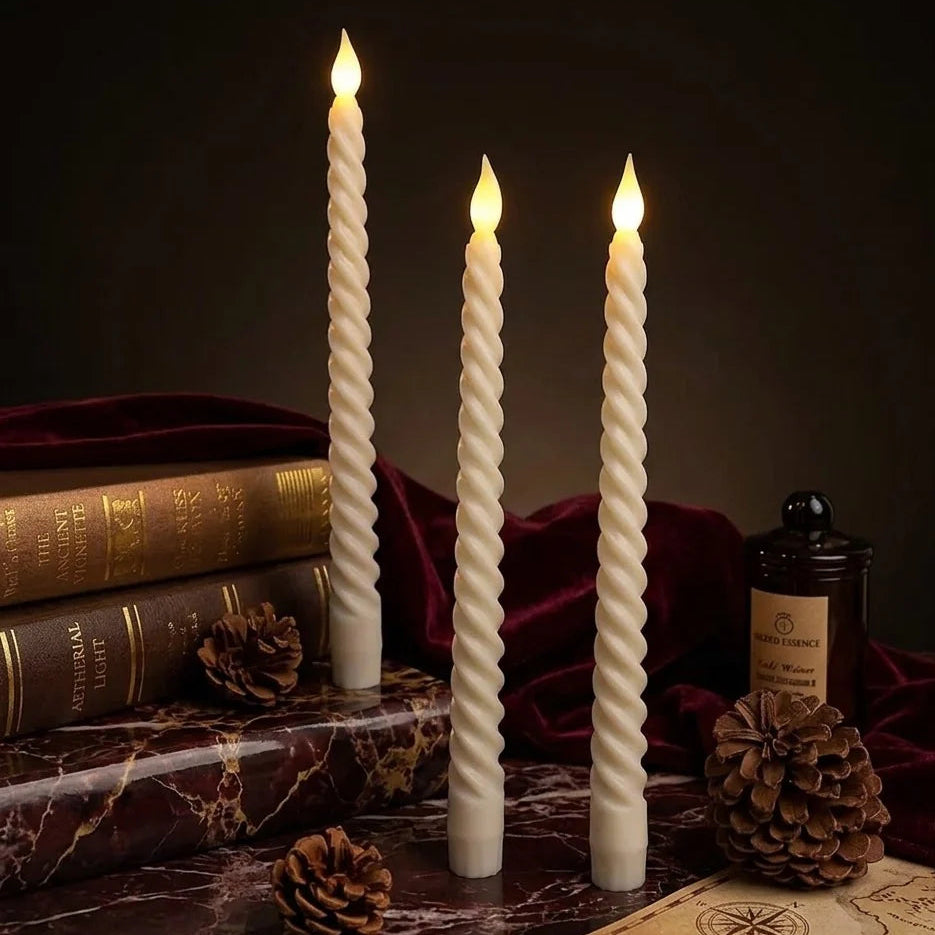 Spiral Flameless LED Candles Set 1 2 Spiral Flameless LED Candles Set